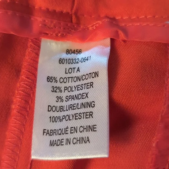 Loulou Diamond| Bright Orange Tapered Front Zippered Pants Cotton Blend - Picture 11 of 12